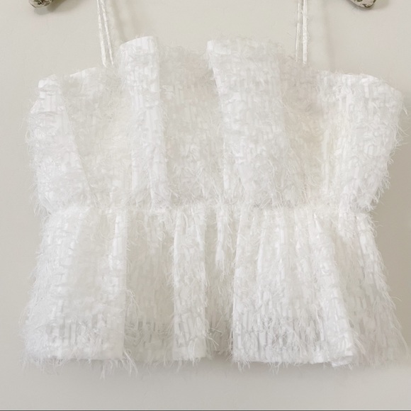 Zara White Crop Top Textured Fringe Top - Picture 5 of 16
